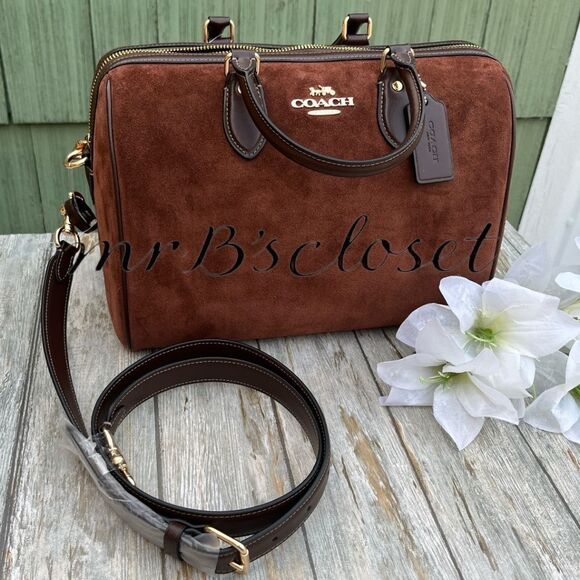 Authentic Coach Rowan Large Satchel Bag In Suede Purse